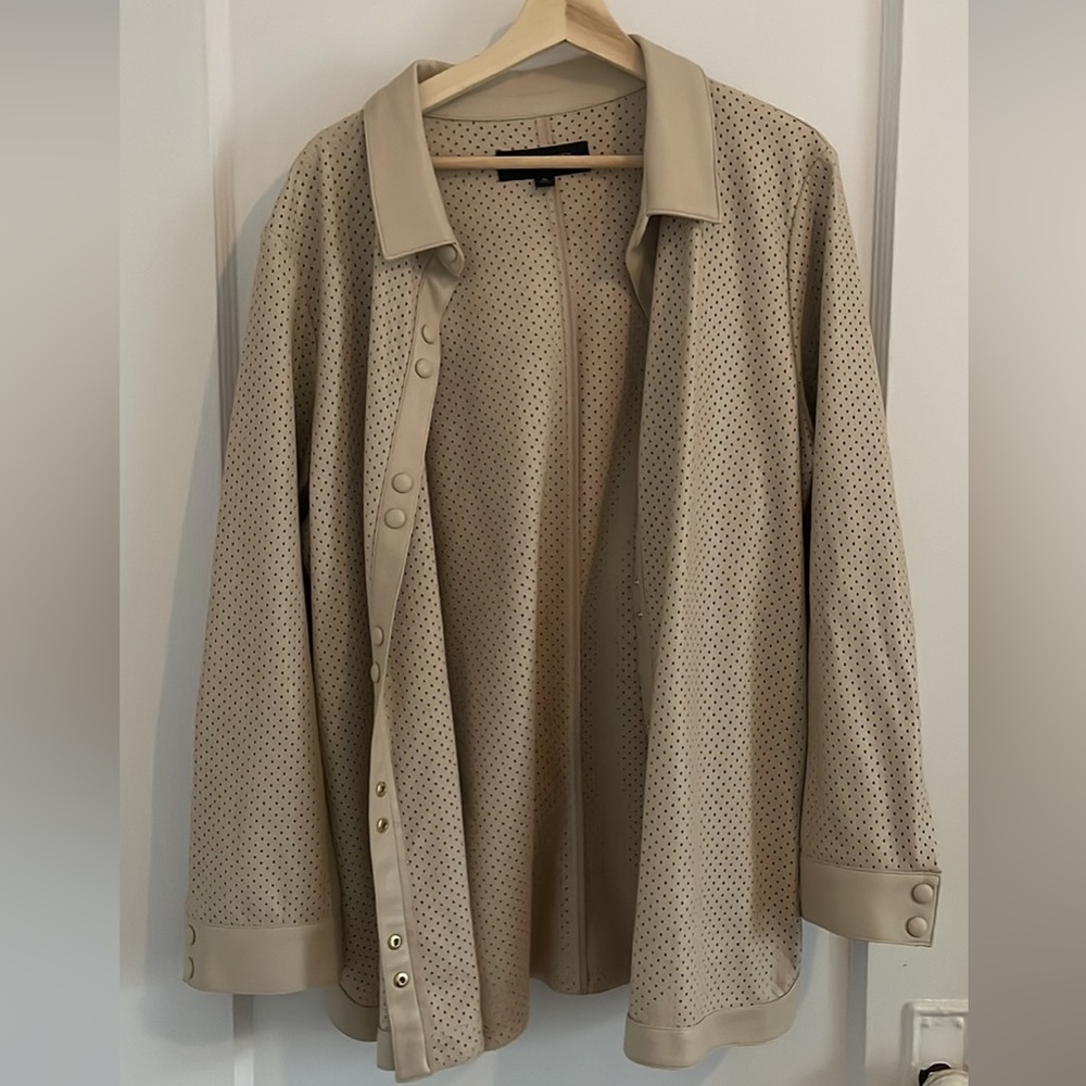 Marc New York Faux Leather Perforated Snap Button Shacket in Size XL, new